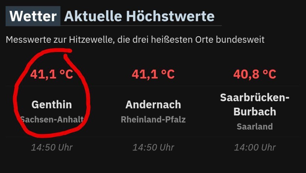 Wetter-Nachricht: Genthin 41°
